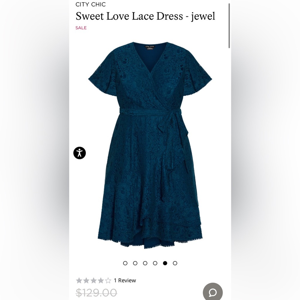 NWT City Chic Sweet Love Lace Dress in Jewel Size 16 (S) dark teal